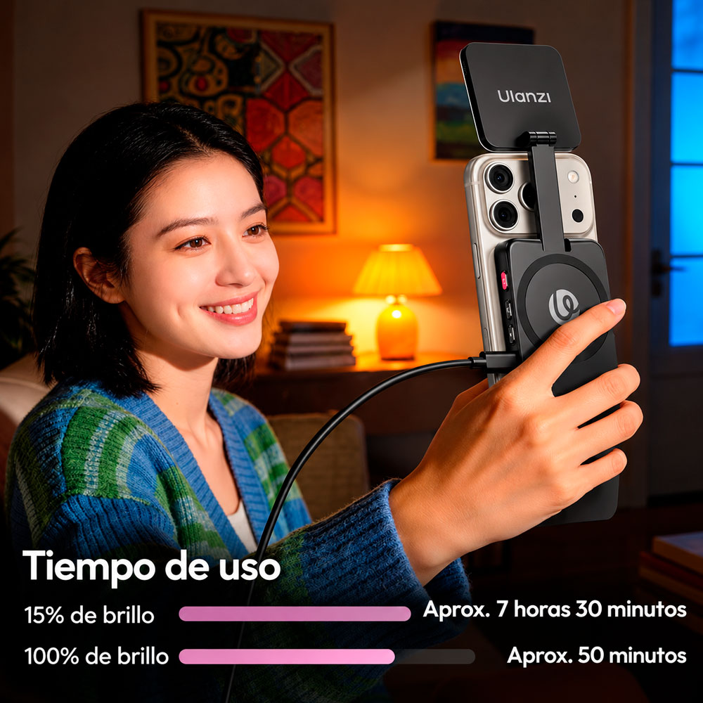 LUZ DE RELLENO ULANZI GL01 GLOWUP PARA SMARTPHONE (NEGRO) - 7