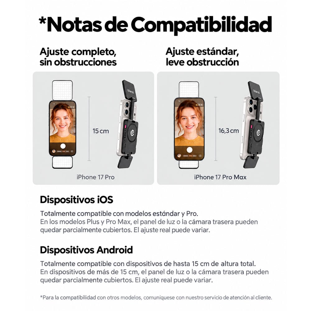 LUZ DE RELLENO ULANZI GL01 GLOWUP PARA SMARTPHONE (NEGRO) - 8