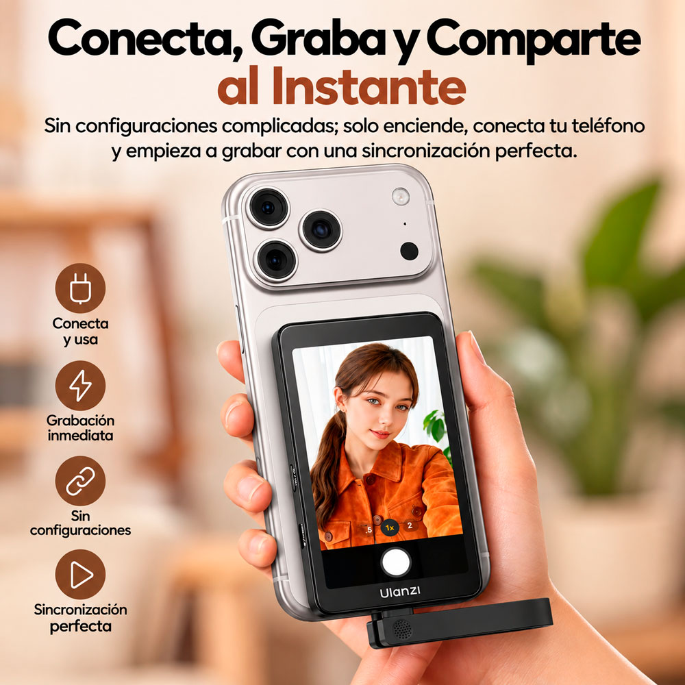 MONITOR PARA SELFIES Y VLOGS ULANZI VM1 PARA USO EN IPHONE O MAGSAFE - 4
