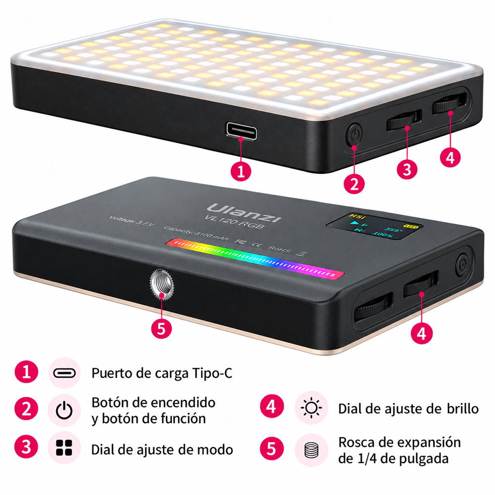 LUZ CONTINUA LED PORTATIL ULANZI VL120RGB - 7