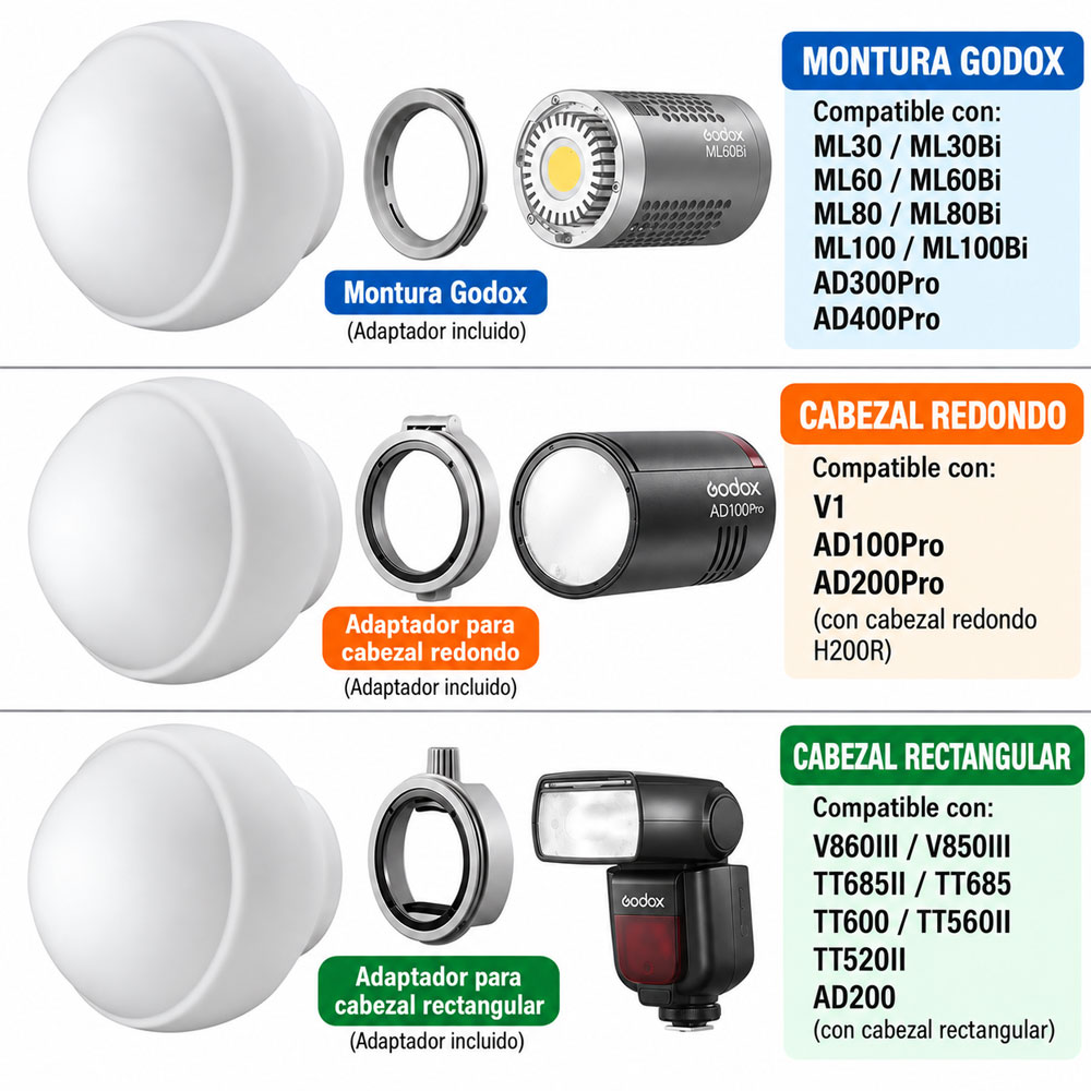 DIFUSOR COLAPSIBLE GODOX ML-CD15 PARA FLASH Y LUZ LED - 4