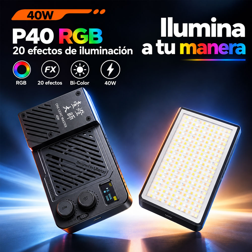 LUZ CONTINUA LED ULANZI LM-P40RGB + DIFUSOR - 7