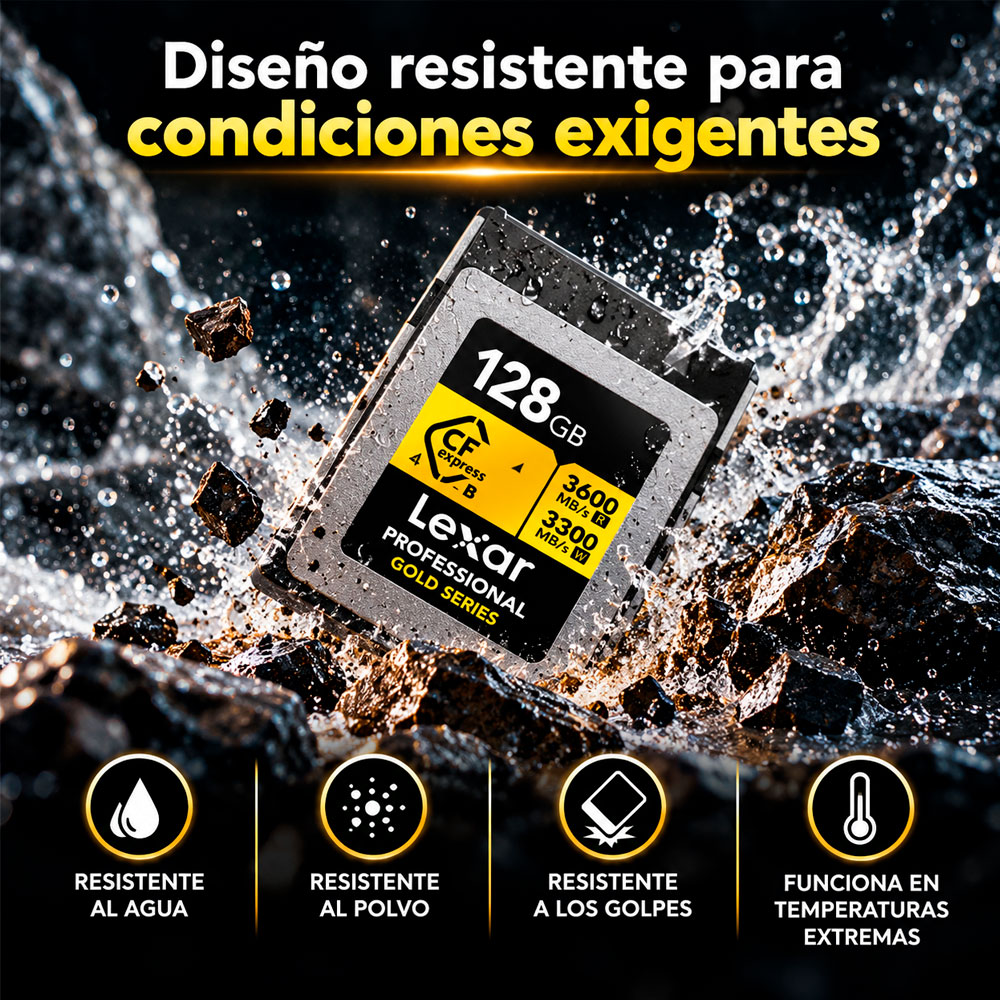 MEMORIA CFEXPRESS 4.0 LEXAR PROFESSIONAL 128GB TYPE B - GOLD SERIES - R:3600MB - W:3300MB - 5