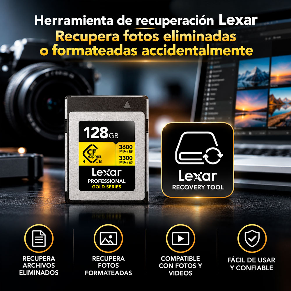 MEMORIA CFEXPRESS 4.0 LEXAR PROFESSIONAL 128GB TYPE B - GOLD SERIES - R:3600MB - W:3300MB - 6