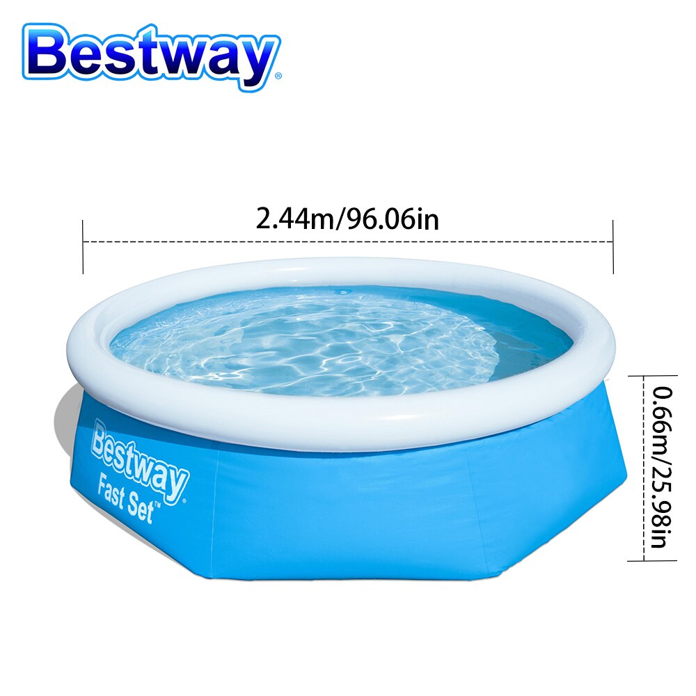 PISCINA BESTWAY CON BORDE INFLABLE 244CM X 66CM - 2