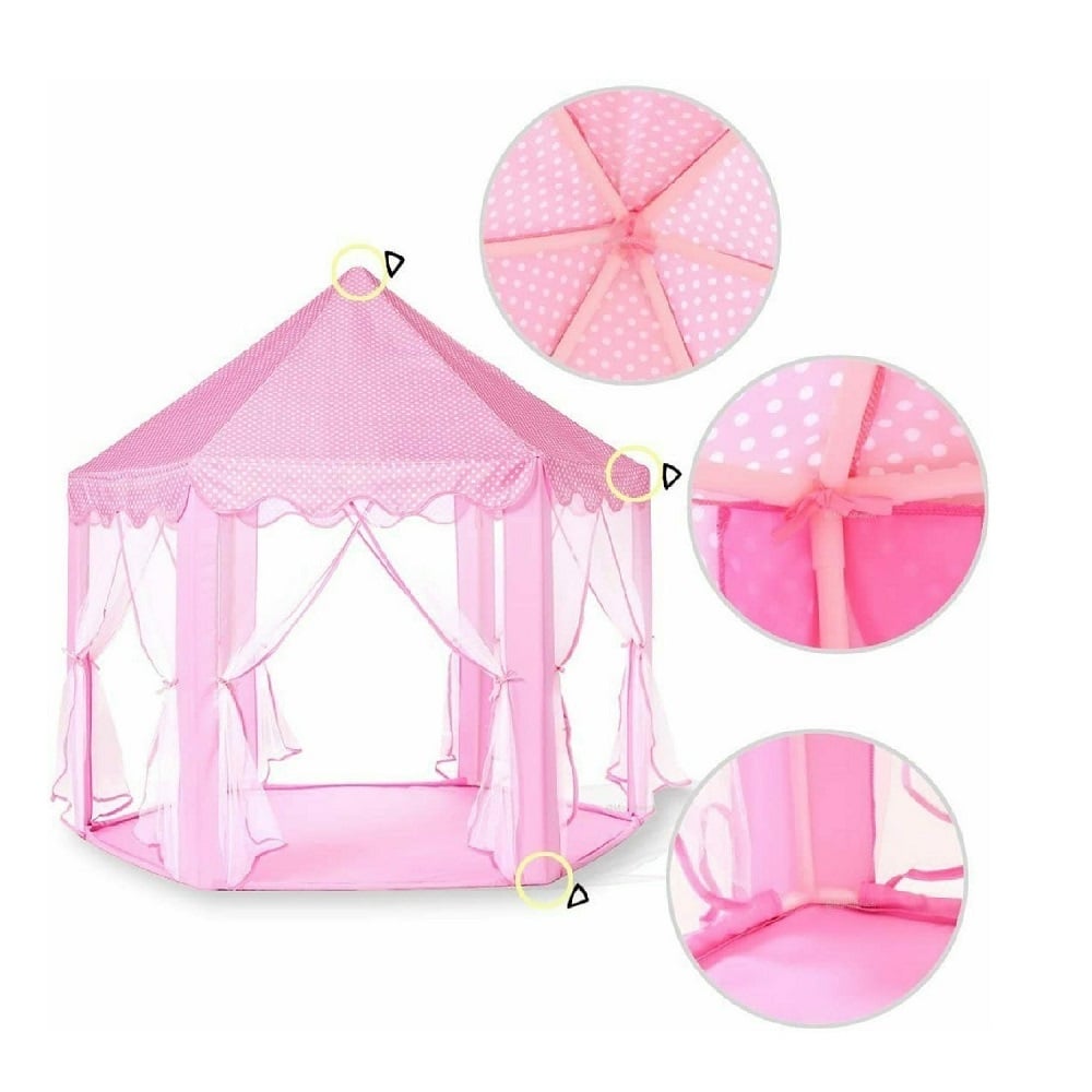 CARPA CASTILLO PRINCESA CON LUCES TUL ROSADO - 3