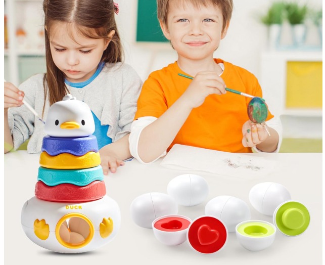 JUEGO APILABLE DE PATO CON HUEVOS DE ENCAJE - 4