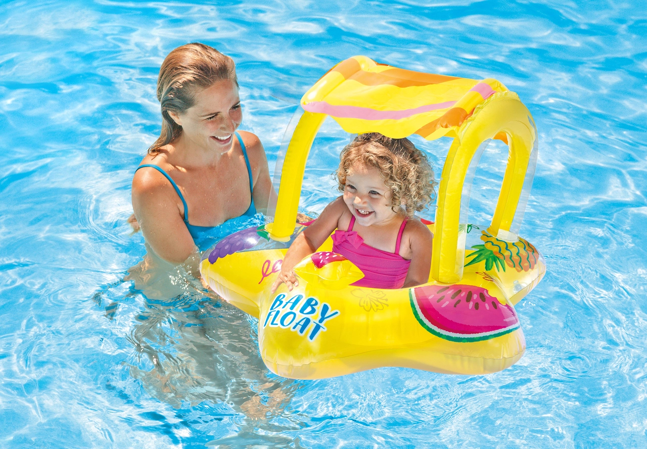 FLOTADOR INFLABLE AMARILLO CON SOMBRILLA - 3
