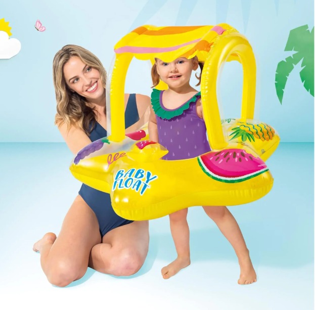 FLOTADOR INFLABLE AMARILLO CON SOMBRILLA - 4
