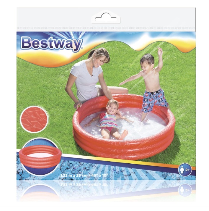 PILETA INFLABLE REDONDA TRES ANILLOS ROJO - 1