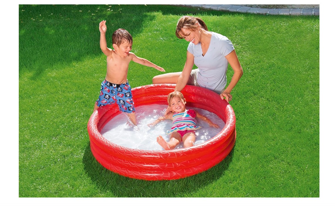 PILETA INFLABLE REDONDA TRES ANILLOS ROJO - 4