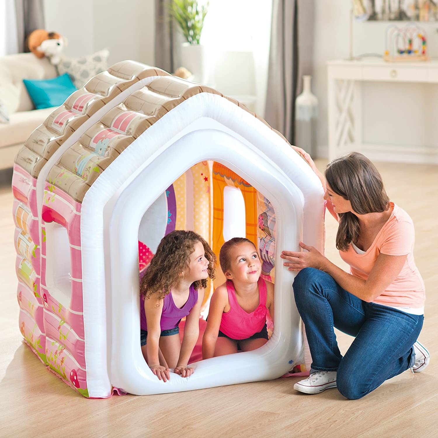 CASITA DE PRINCESAS PARA JUGAR INCLUYE SILLON Y PUF - INTEX - 3