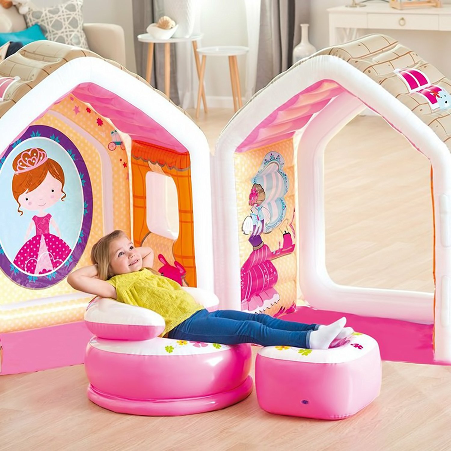 CASITA DE PRINCESAS PARA JUGAR INCLUYE SILLON Y PUF - INTEX - 4