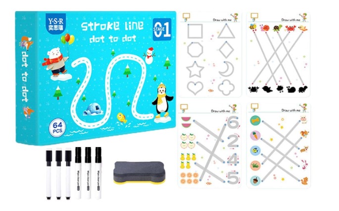 LIBRO DE PRÁCTICA DE DIBUJO Y ESCRITURA DE PUNTO A PUNTO, 64 PCS - 3