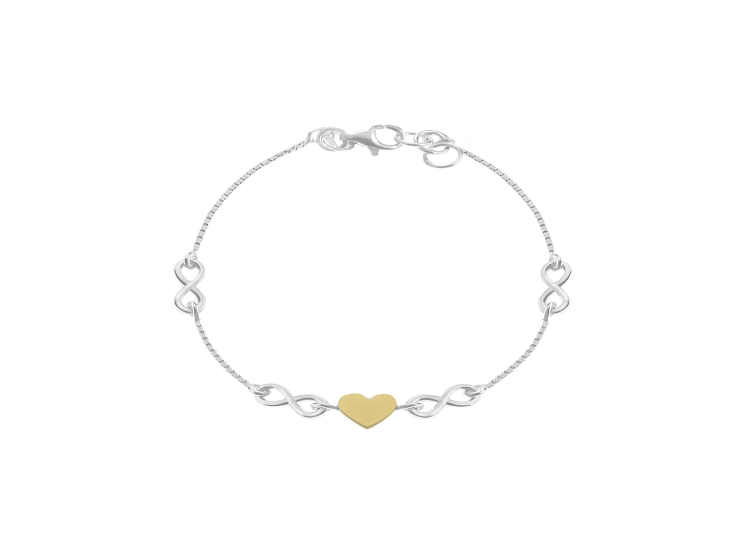 PULSERA BALIQ PLATA CORAZON INFINITO ORO - 1