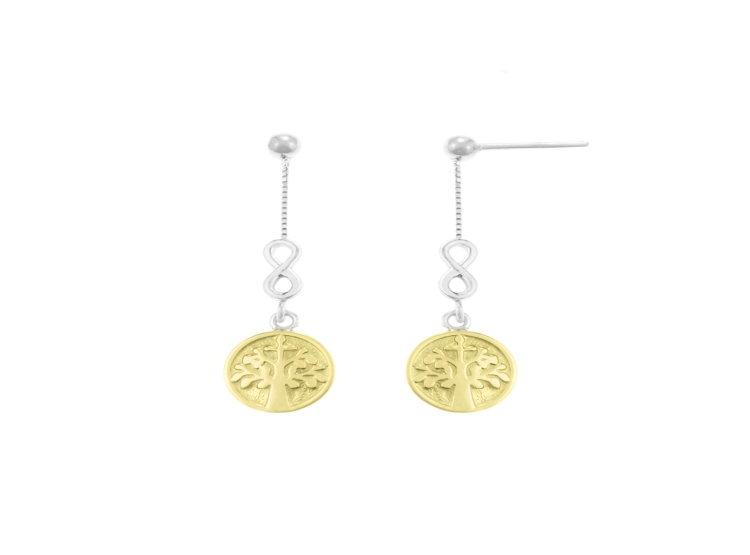 ARETES BALIQ ARESTES ARBOL INFINITO ORO PLATA - 1