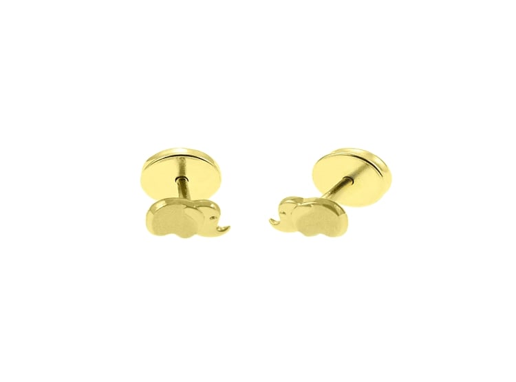 ARETES BALIQ BABY ELEPHANT ORO 18K - 1