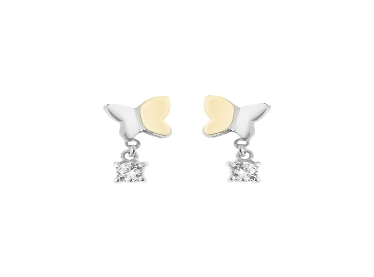 ARETES BALIQ MARIPOSA PIEDRA ORO PLATA - 1