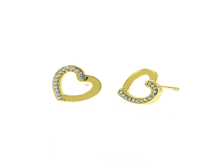 ARETES BALIQ CORAZON CZ ORO 18K - 1