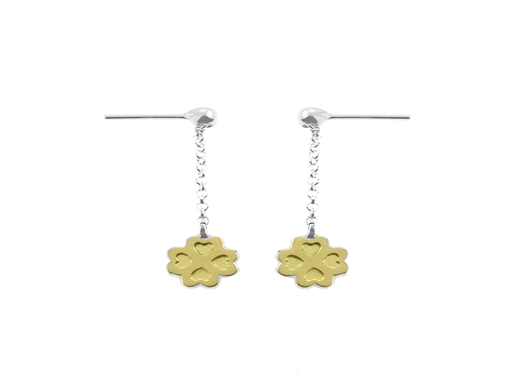 ARETES BALIQ 4 CORAZONES PLATA ORO - 1