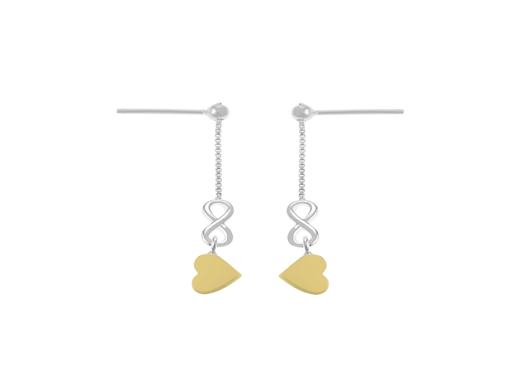 ARETES BALIQ CORAZON INFINITO ORO PLATA - 1