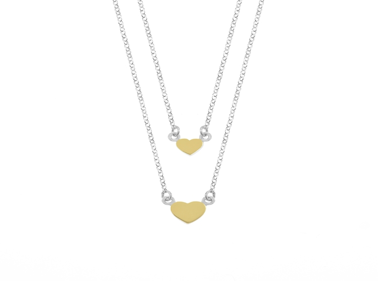 COLLAR BALIQ CORAZON DOBLE ORO PLATA - 1