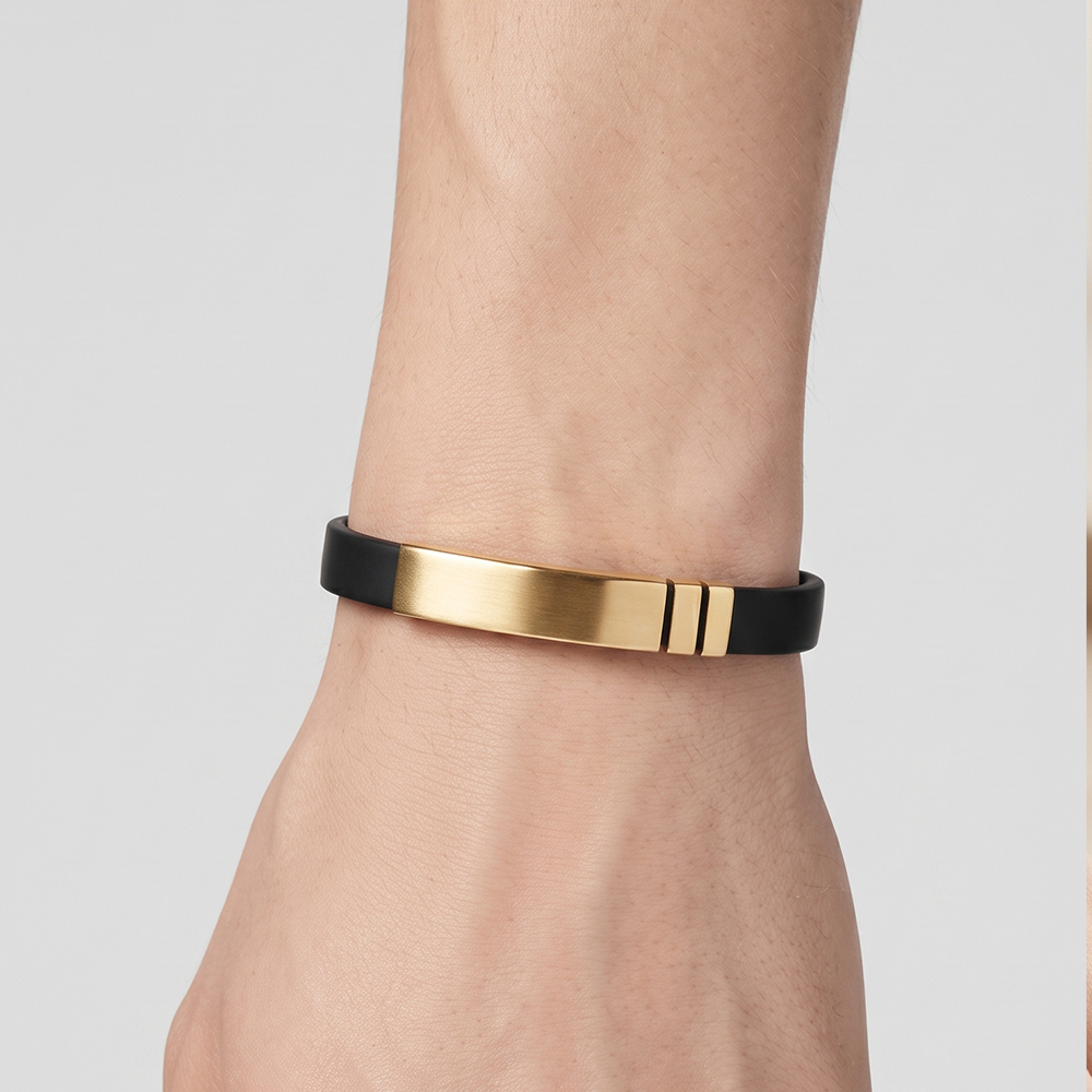 PULSERA BALIQ CAUCHO GOLDENSILVER - 2