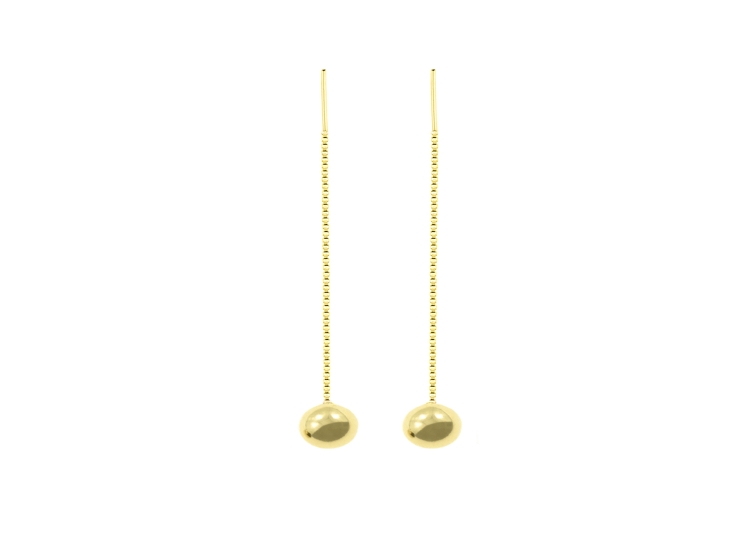 ARETES BALIQ PASADOR BOLITA GOLDENSILVER PLATA 925 - 1