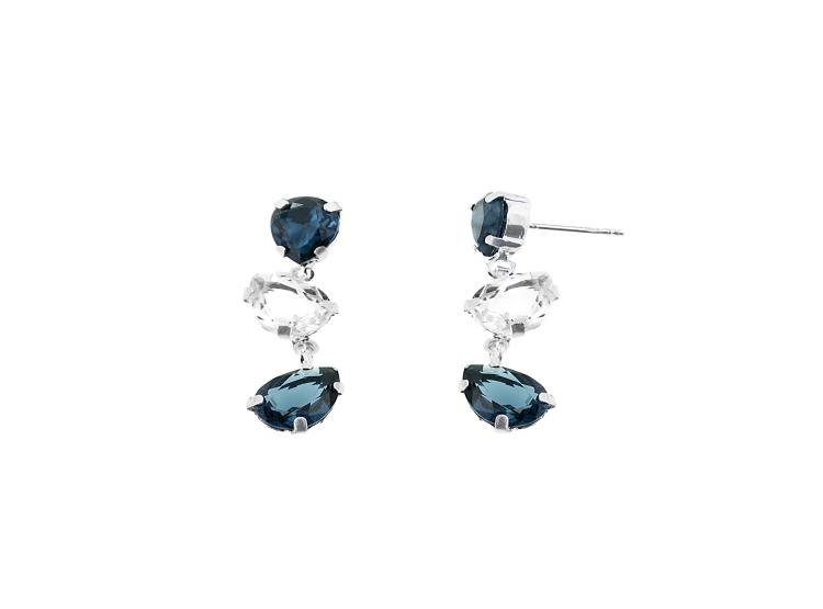 ARETES BALIQ ACOLGANTES 3 GOTAS PLATA 925 - 1