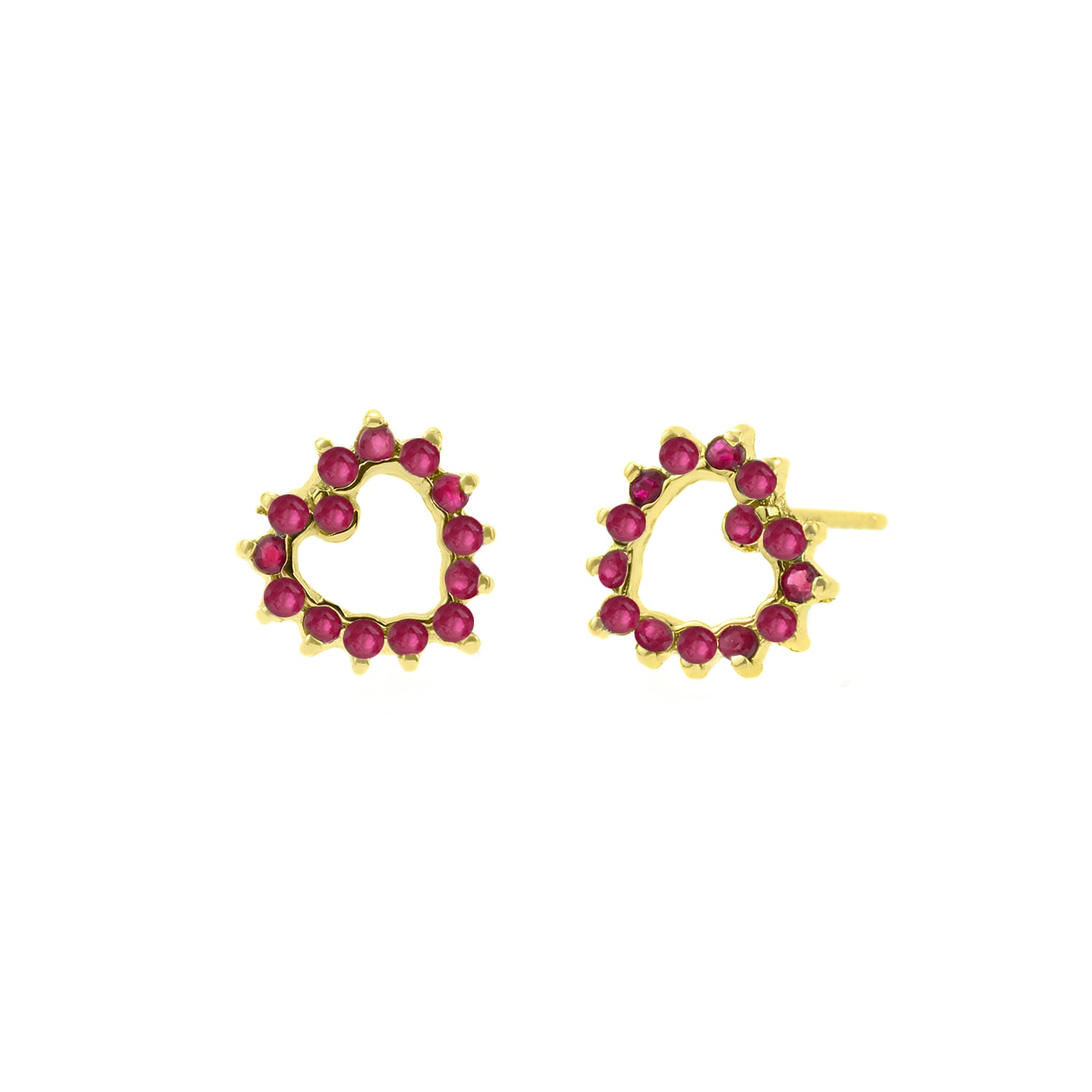 ARETES RUBÍ CORAZÓN ORO 18K - 1