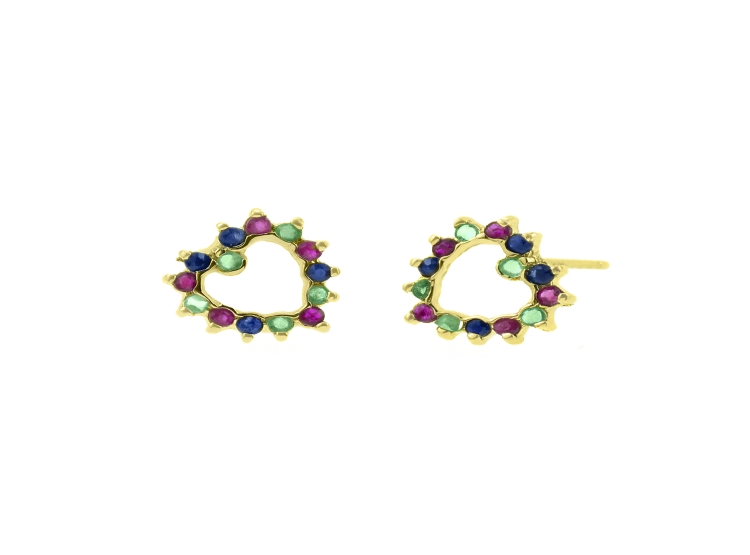 ARETES BALIQ ARG-6122 ZAFIRO CORAZON ORO 18K - 1
