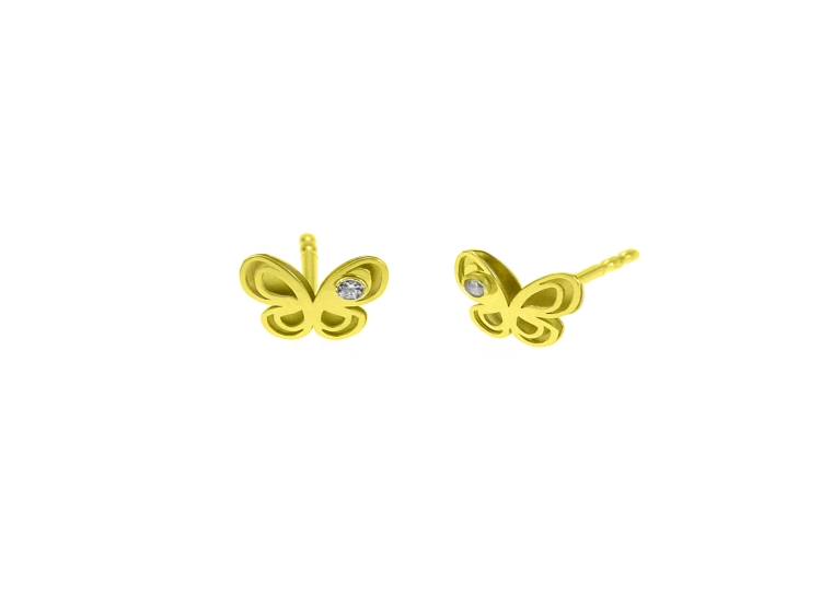 Pendientes Oro Mariposa Colores 18k recién nacida y bebé