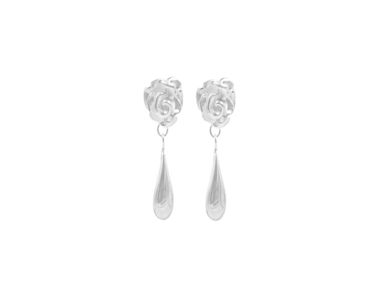 ARETES FLOR GOTA PLATA 925 - 1