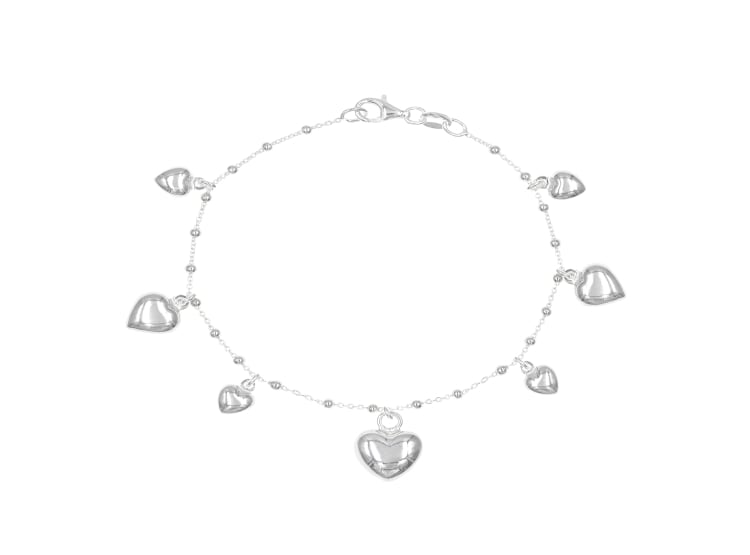 PULSERA CORAZONES COLGANTES PLATA 925 - 1