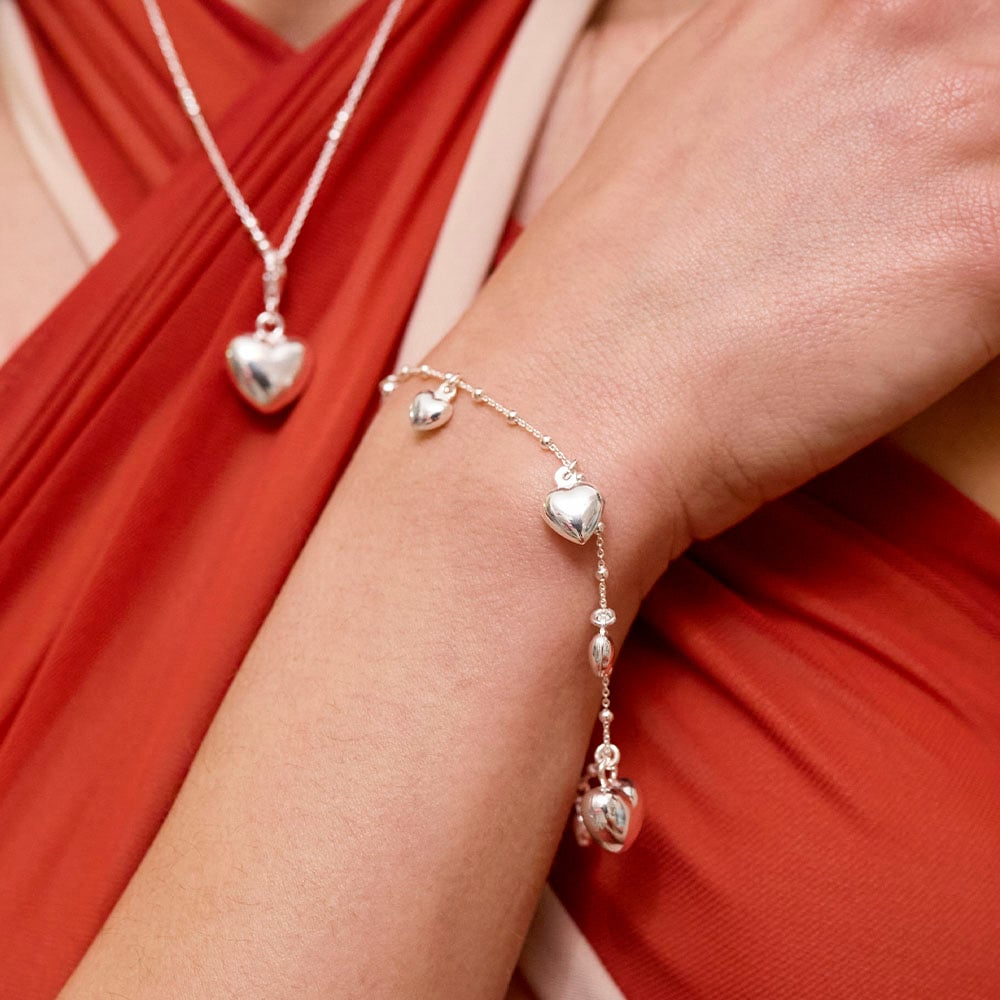 PULSERA CORAZONES COLGANTES PLATA 925 - 2