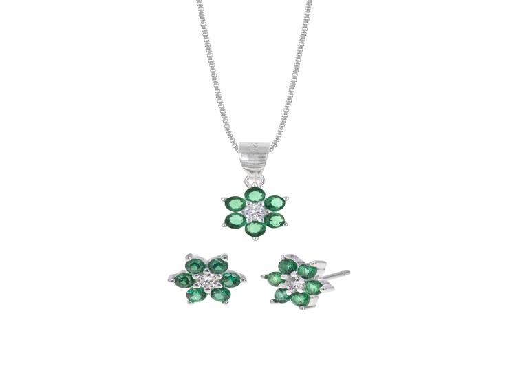 SET COLLAR Y ARETES ENCANTO PLATA 925 - 1