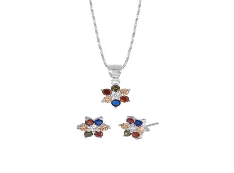 SET COLLAR Y ARETES DESTELLO PLATA 925 - 1
