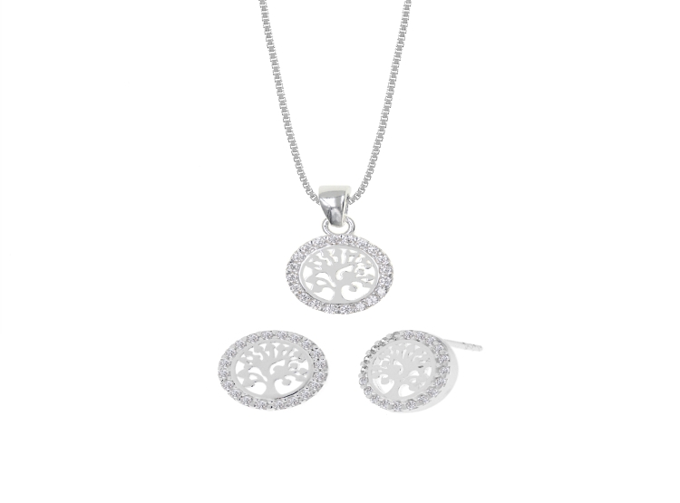 SET COLLAR Y ARETES DULCE LUZ PLATA 925 - 1