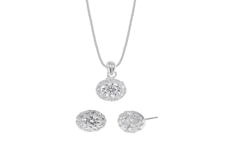 SET COLLAR Y ARETES LUZ PURA PLATA 925 - 1