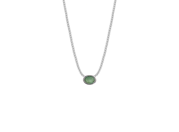 COLLAR REDONDO ESMERALDA PLATA 925 - 1