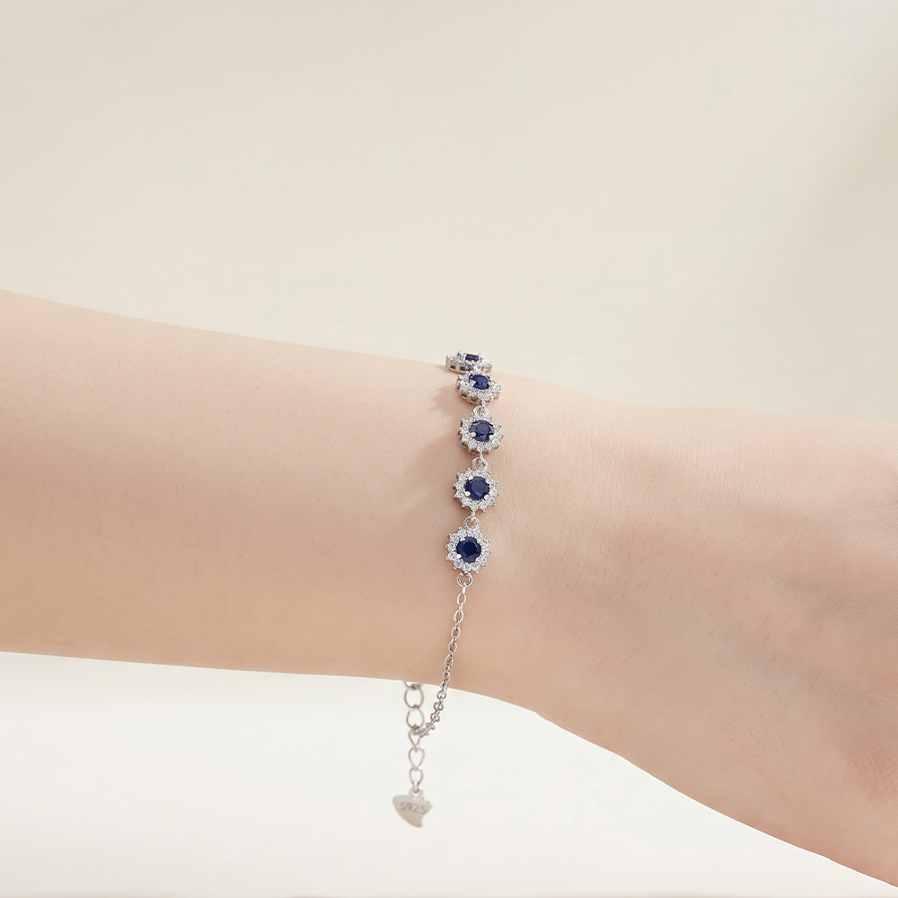 PULSERA ZAFIRO ROSETA PLATA 925 - 2