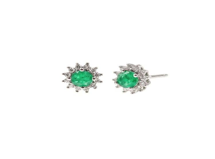 ARETES ESMERALDA OVALADAS PLATA 925 - 1