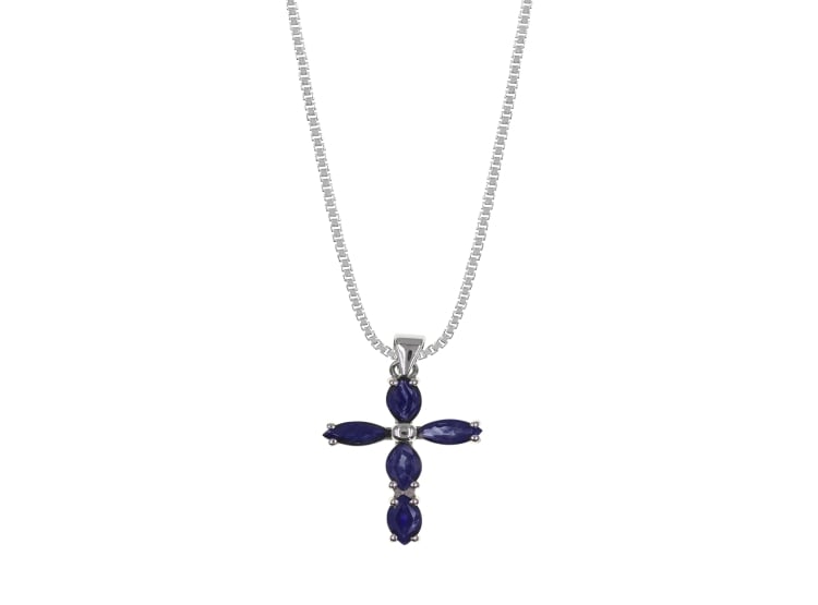 COLLAR FLOR ZAFIRO PLATA 925 - 1