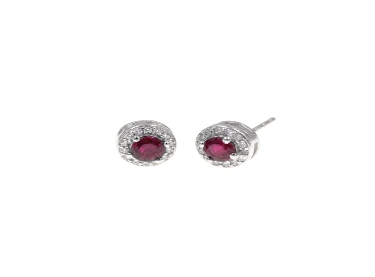 ARETES RUBÍ PLATA 925 - 1