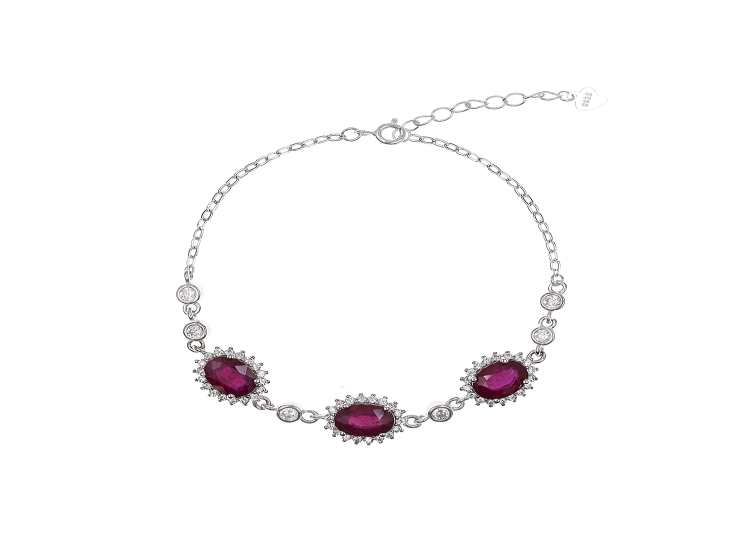 PULSERA TRES RUBÍ PLATA 925 - 1