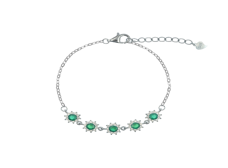 PULSERA ESMERALDA ROSETA PLATA 925 - 1