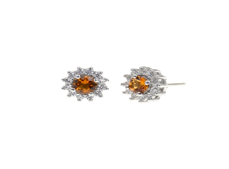 ARETES ROSETA CITRINO PLATA 925 - 1