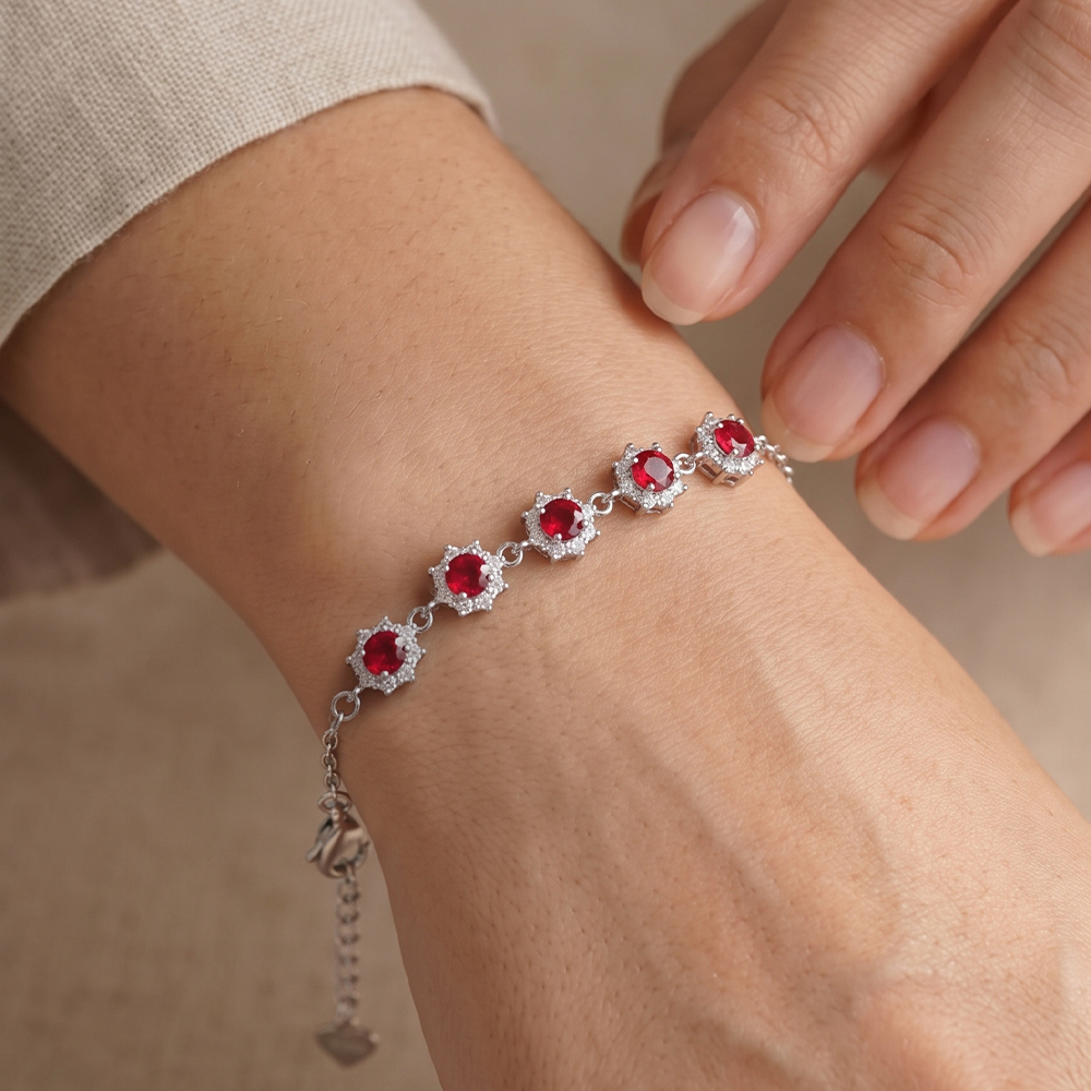 PULSERA RUBÍ ROSET PLATA 925 - 2