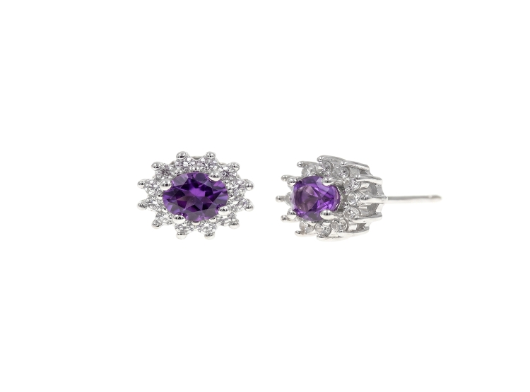 ARETES ROSETA AMATISTA PLATA 925 - 1
