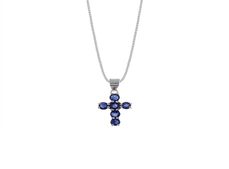 COLLAR CRUZ ZAFIRO PLATA 925 - 1